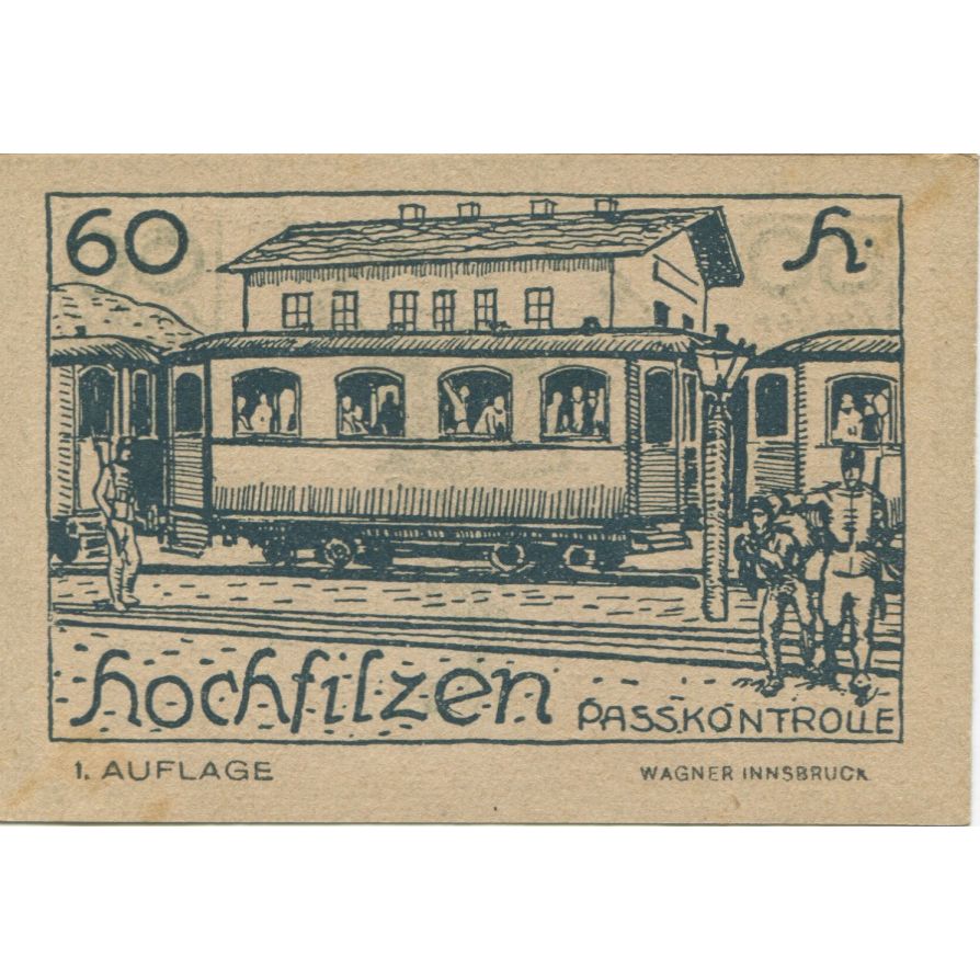 Banconote, Austria, Hochfilzen, 60 Heller, fruit 1920-12-31, SPL Mehl:FS 382a