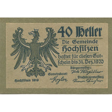 Geldschein, Österreich, Hochfilzen, 40 Heller, aigle, 1920 UNZ- Mehl:FS 382a
