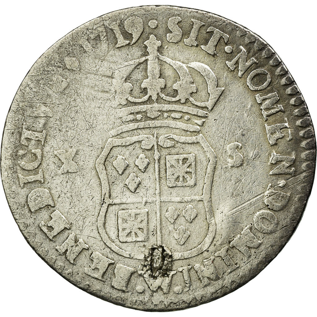 Monnaie, France, Louis XV, 1/12 Écu ou X-S de France-Navarre, 10 Sols-1/8 Ecu