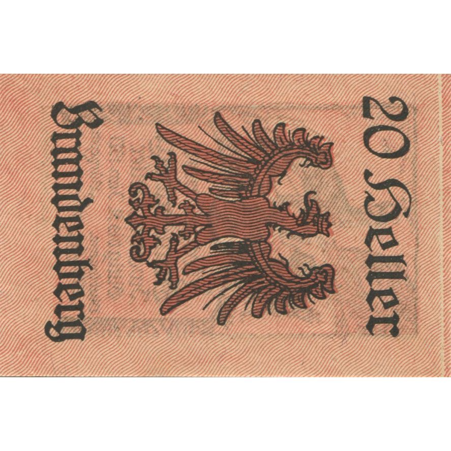 Banknote, Austria, Brandenberg, 20 Heller, Cerfs, 1920, UNC(63) Mehl:FS 99a