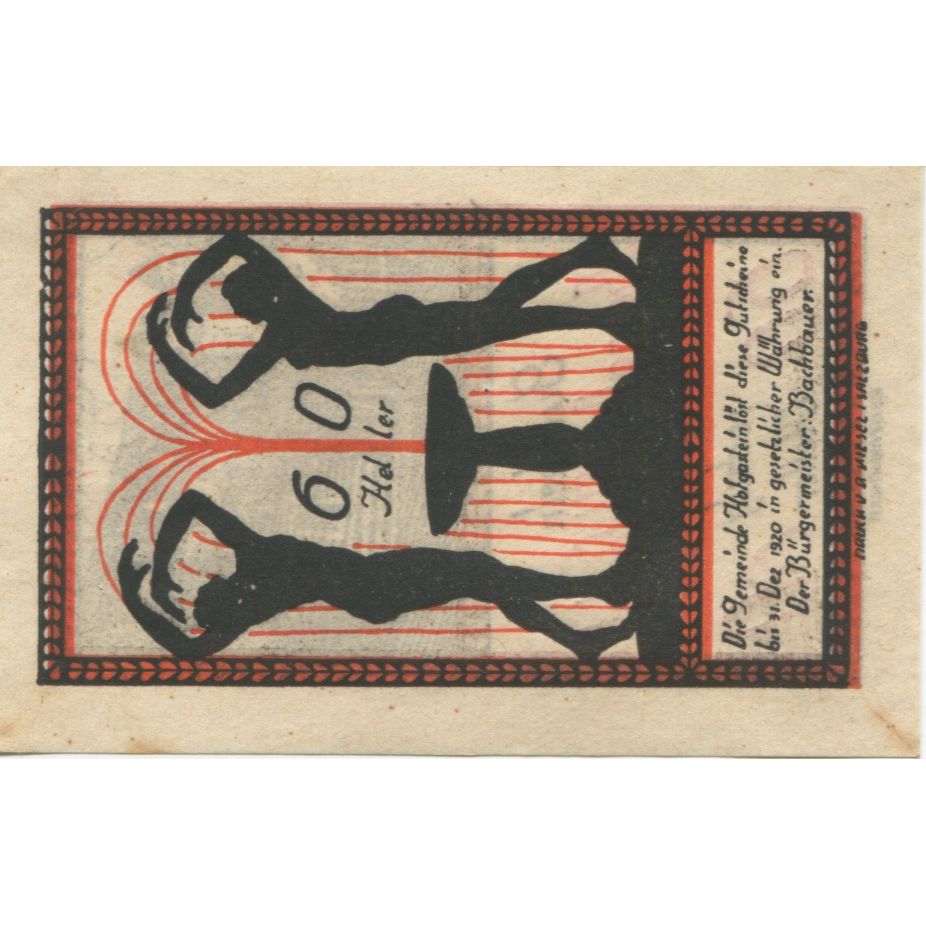 Banknote, Austria, Hofgastein, 60 Heller, château, 1920 UNC(60-62) Mehl:FS 384Ic