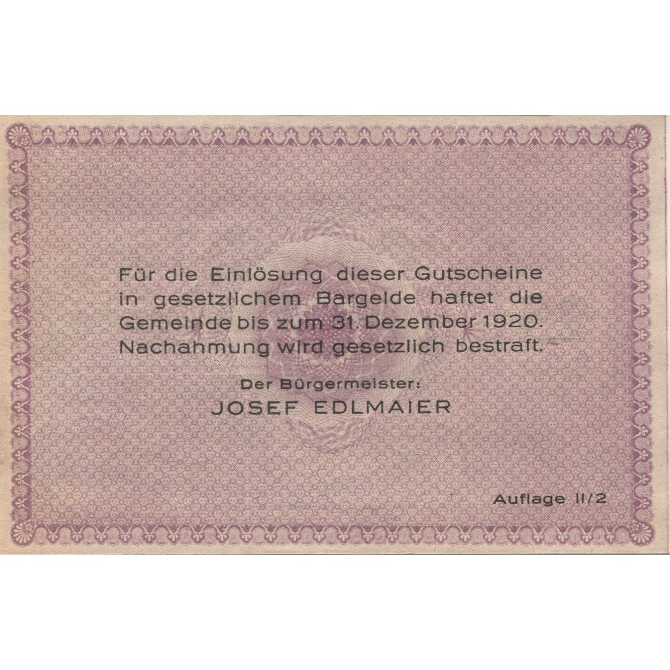 Banknote, Austria, Hargelsberg, 25 Heller face value 1920 UNC(63) Mehl:FS 349IIc