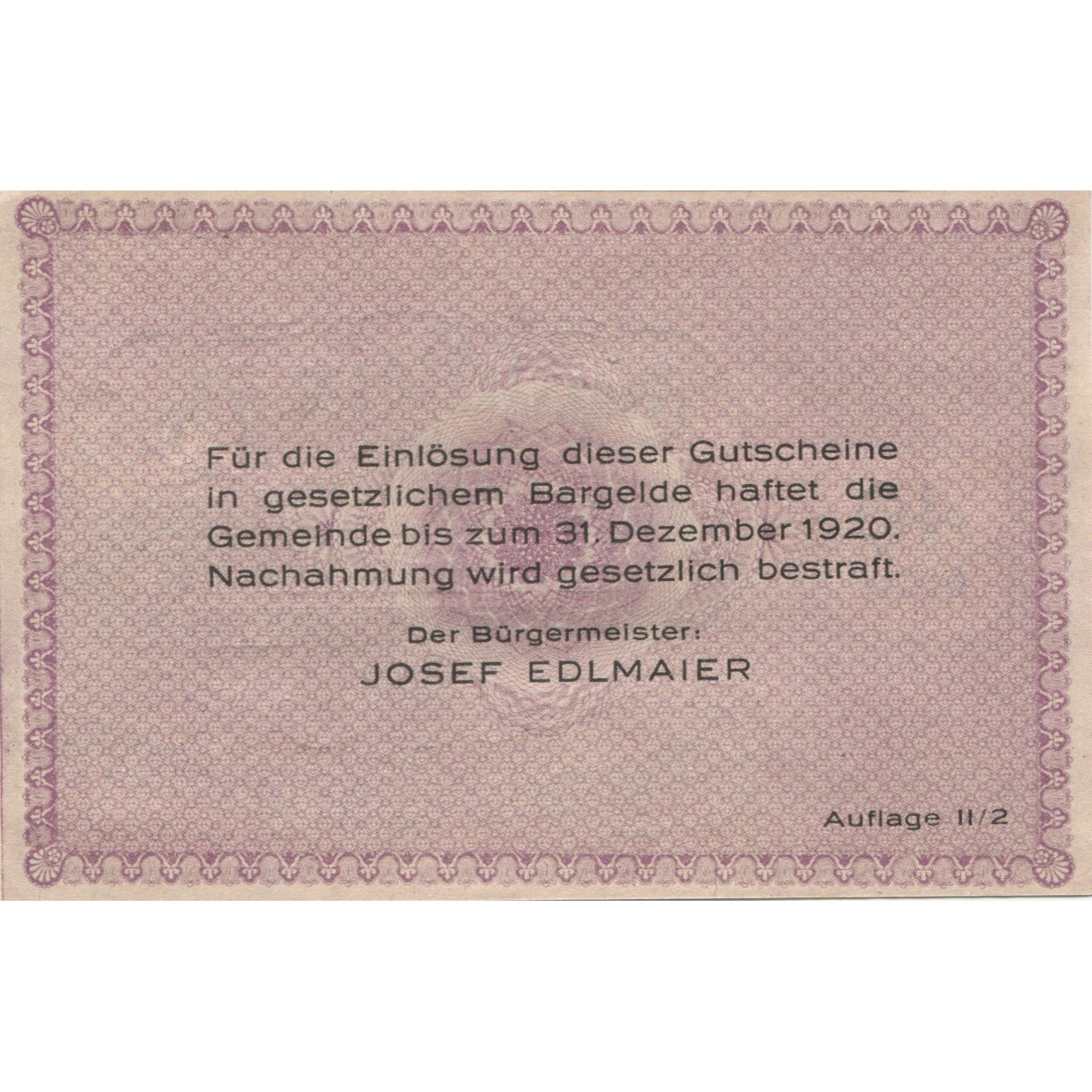 Banknote, Austria, Hargelsberg, 40 Heller face value 1920 UNC(63) Mehl:FS 349IIc