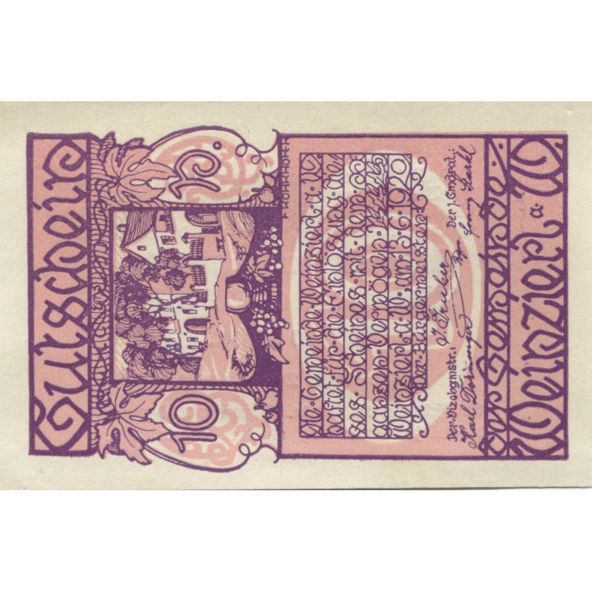 Banknote, Austria, Weinzierl, 10 Heller, ferme, 1920 UNC(63) Mehl:FS 1152a