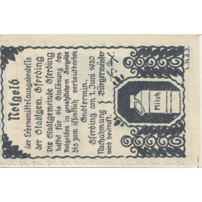 Banknote, Austria, Eferding, 30 Heller, Animaux, 1920 UNC(63) Mehl:FS 152Va