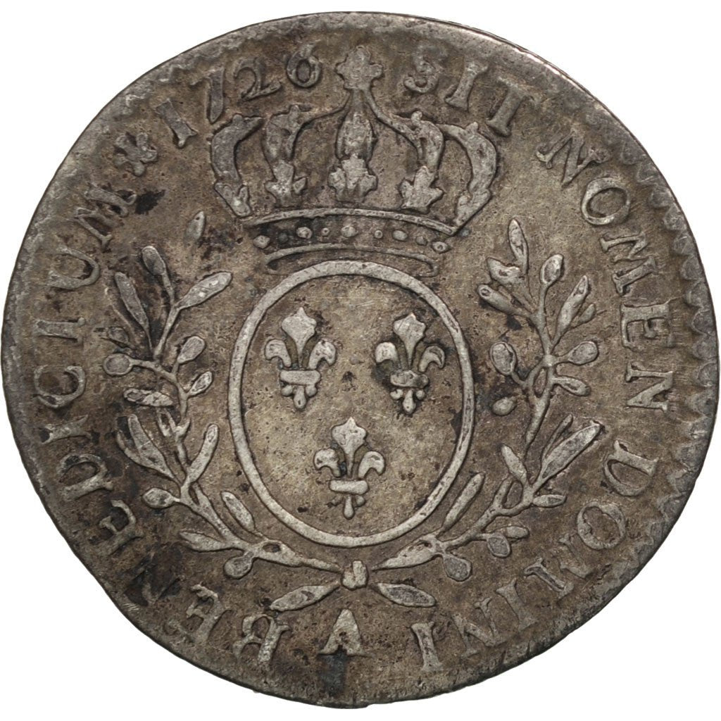 FRANCE, 1/10 Écu aux branches d'olivier, 12 Sols, 1/10 ECU, 1726, Paris, KM ...