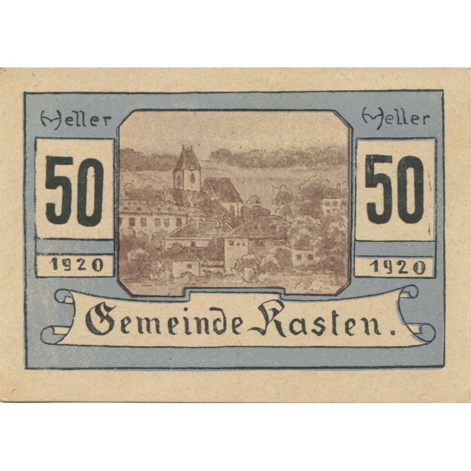 Banknote, Austria, Kasten, 50 Heller, village, 1920 UNC(63) Mehl:FS 428c
