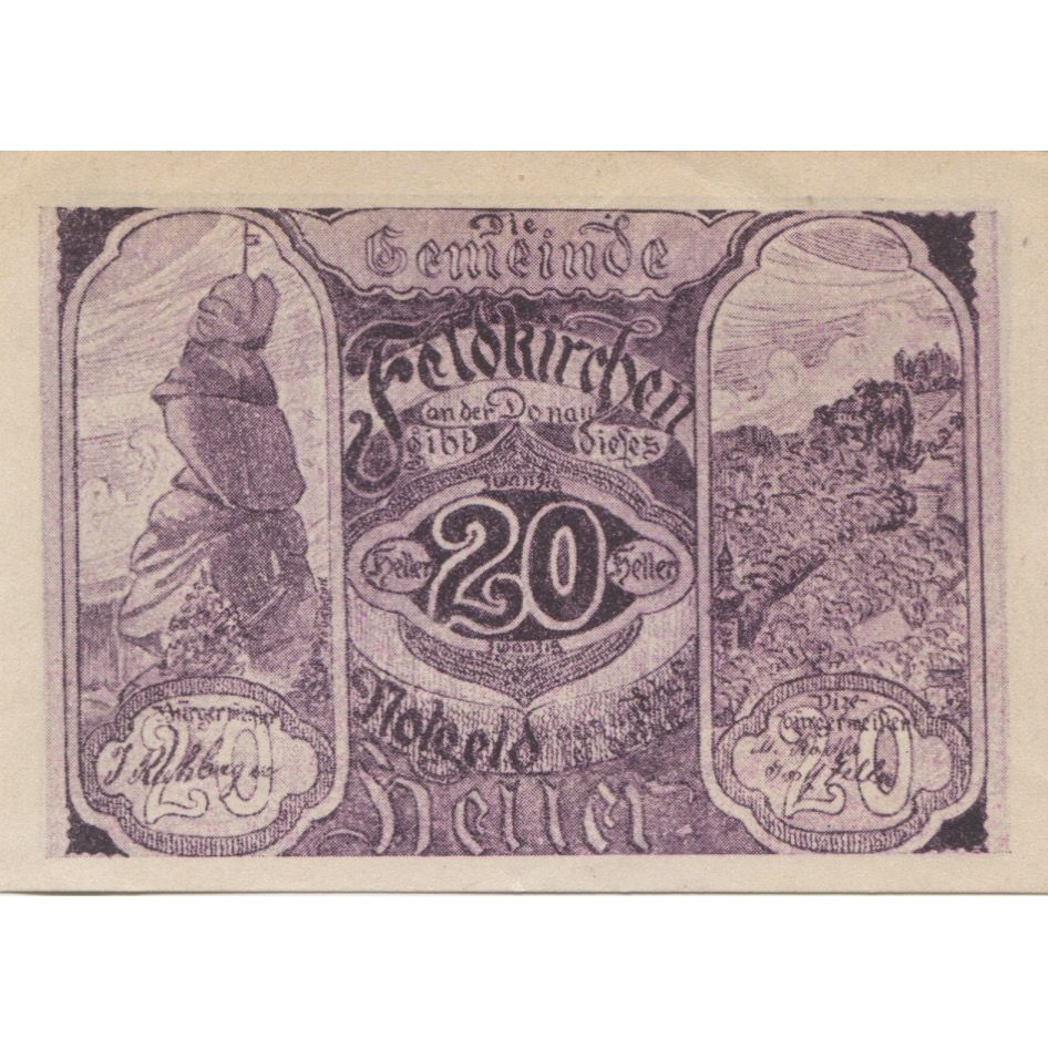 Banknote, Austria, Feldkirchen, 20 Heller, château, 1920, UNC(63), Mehl:FS 197g