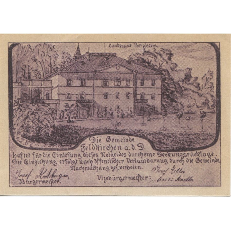 Banknote, Austria, Feldkirchen, 20 Heller, château, 1920, UNC(63), Mehl:FS 197g