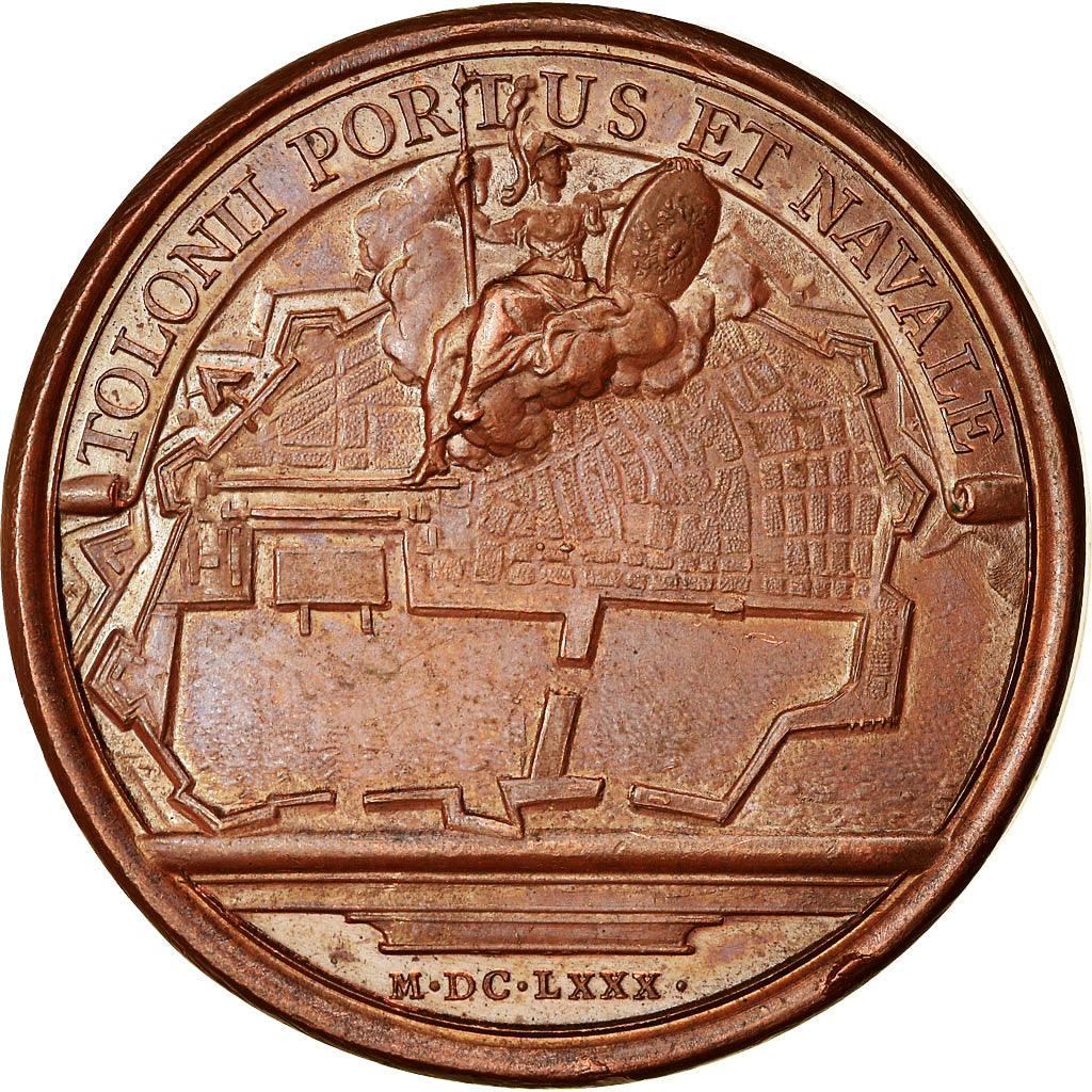 Francia, medaglia, Louis XIV, Le Port de Toulon, History, 1680, Mauger, SPL-