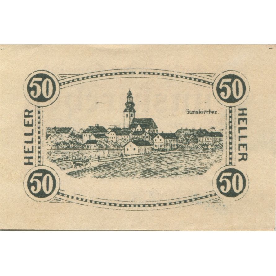 Banknote, Austria, Gunskirchen, 50 Heller, village, 1920 UNC(63) Mehl:FS 309Ia