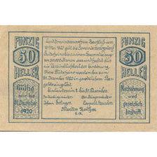 Banknote, Austria, Herzogsdorf, 50 Heller, paysage, 1920 UNC(63) Mehl:FS 373I