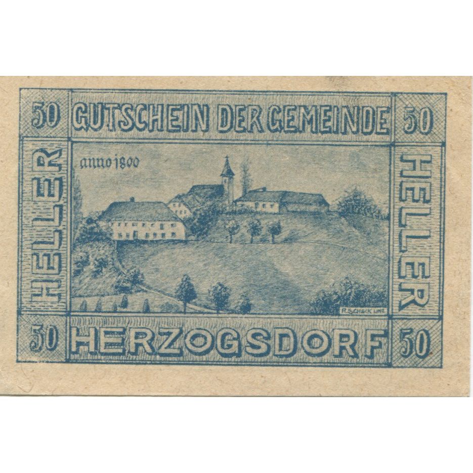 Banknote, Austria, Herzogsdorf, 50 Heller, paysage, 1920 UNC(63) Mehl:FS 373I