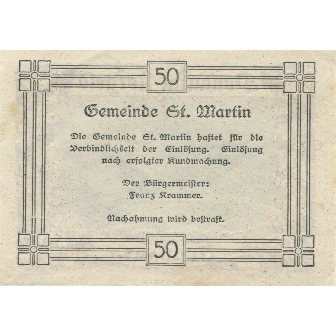 Banknote, Austria, St Martin, 50 Heller, paysage, 1920, UNC(63), Mehl:FS 127