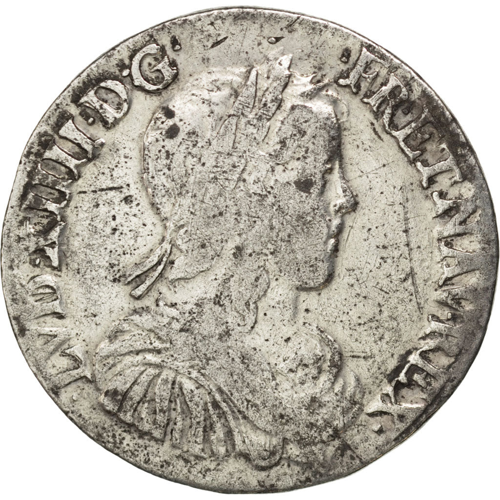 FRANCE, 1/2 Écu à la mèche longue, 1/2 ECU, 1650, Bayonne, KM #164.12, F(12-15),