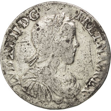 FRANCE, 1/2 Écu à la mèche longue, 1/2 ECU, 1650, Bayonne, KM #164.12, F(12-15),