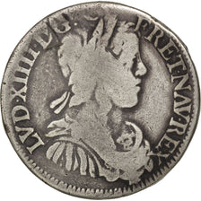 FRANCE, 1/2 Écu à la mèche longue, 1/2 ECU, 1651, Rennes, KM #164.24, F(12-15), 