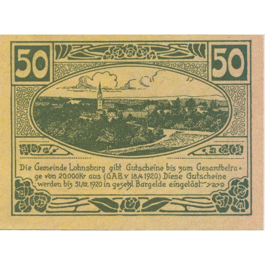 Banknote, Austria, Lohnsburg, 50 Heller, village, 1920 UNC(63) Mehl:FS 561II