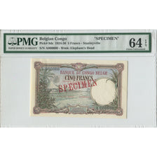 Banknote, Belgian Congo, 5 Francs, 1924, 1924-12-04, Specimen- Stanleyville