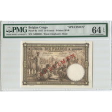 Banknote, Belgian Congo, 10 Francs, 1937, 1937-09-10, Specimen, KM:9, graded