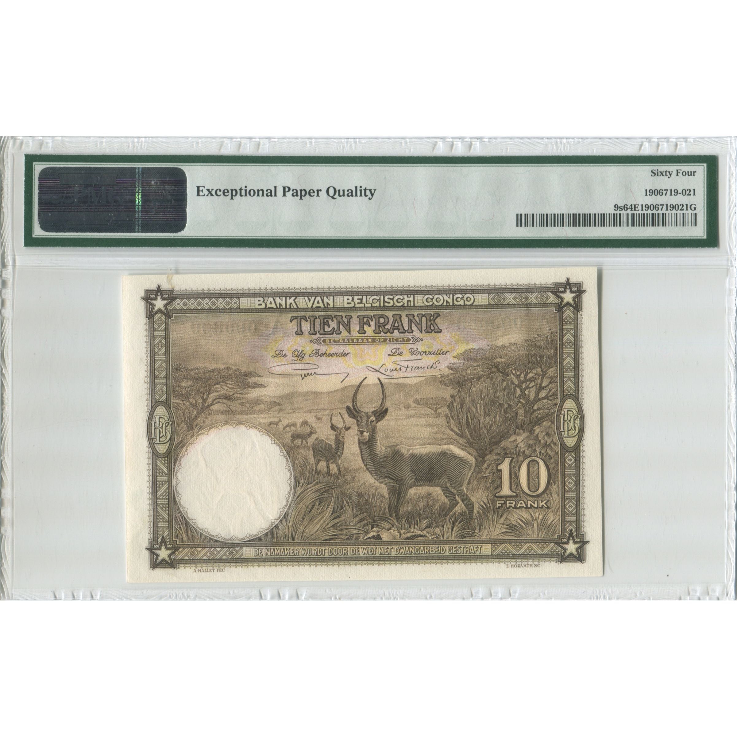 Banknote, Belgian Congo, 10 Francs, 1937, 1937-09-10, Specimen, KM:9, graded