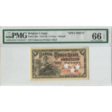 Billet, Congo belge, 1 Franc, 1920, 1920-6-26, Specimen - Matadi, KM:3b