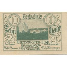 Banknote, Austria, Kremsmunster, 10 Heller, Eglise, 1920 UNC(63) Mehl:FS 475
