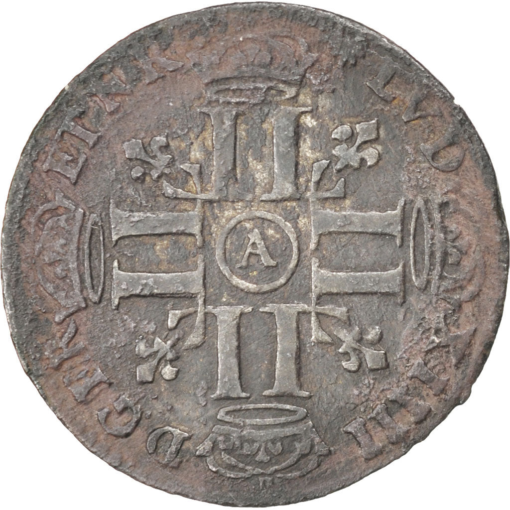 FRANCE, Sol de 15 deniers ou quinzain, 15 Deniers, 1693, Paris, KM #285.1,...