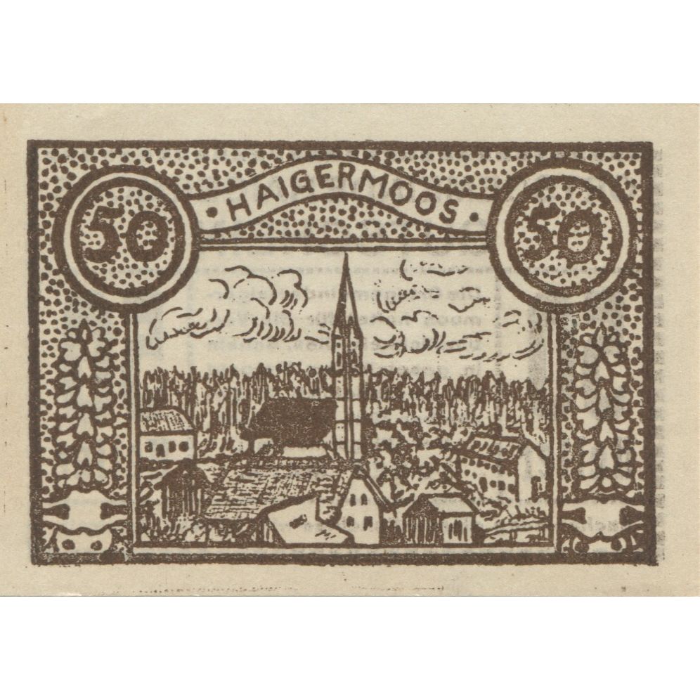 Banknote, Austria, Haigermoos, 50 Heller, Eglise, 1920 UNC(63) Mehl:FS 336