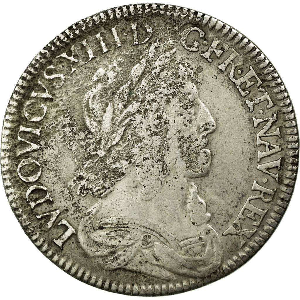 Coin, France, Louis XIII, 1/4 Écu 2e poinçon de Warin, buste drapé et