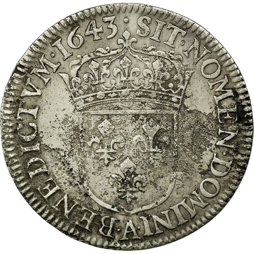 Coin, France, Louis XIII, 1/4 Écu 2e poinçon de Warin, buste drapé et