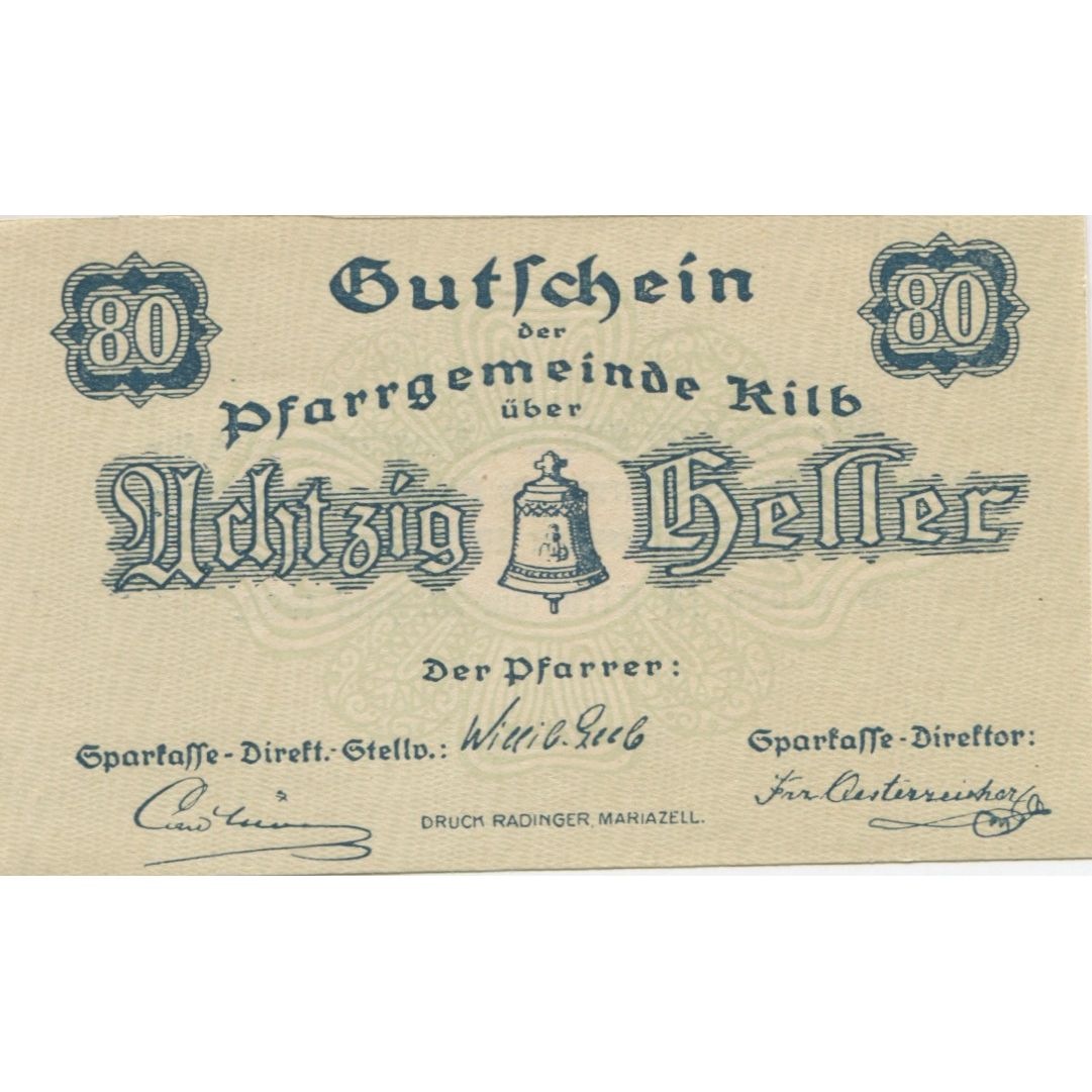 Banknote, Austria, Kilb, 80 Heller, cloche 1920-12-31, UNC(63), Mehl:FS 437Ib
