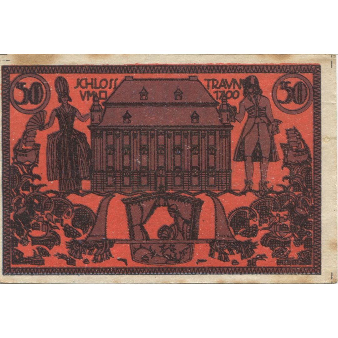 Banknote, Austria, Traun, 50 Heller, château, 1920 EF(40-45) Mehl:FS 1080