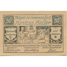 Banknote, Austria, Loich, 50 Heller, personnage, 1920 UNC(63) Mehl:FS 562.02