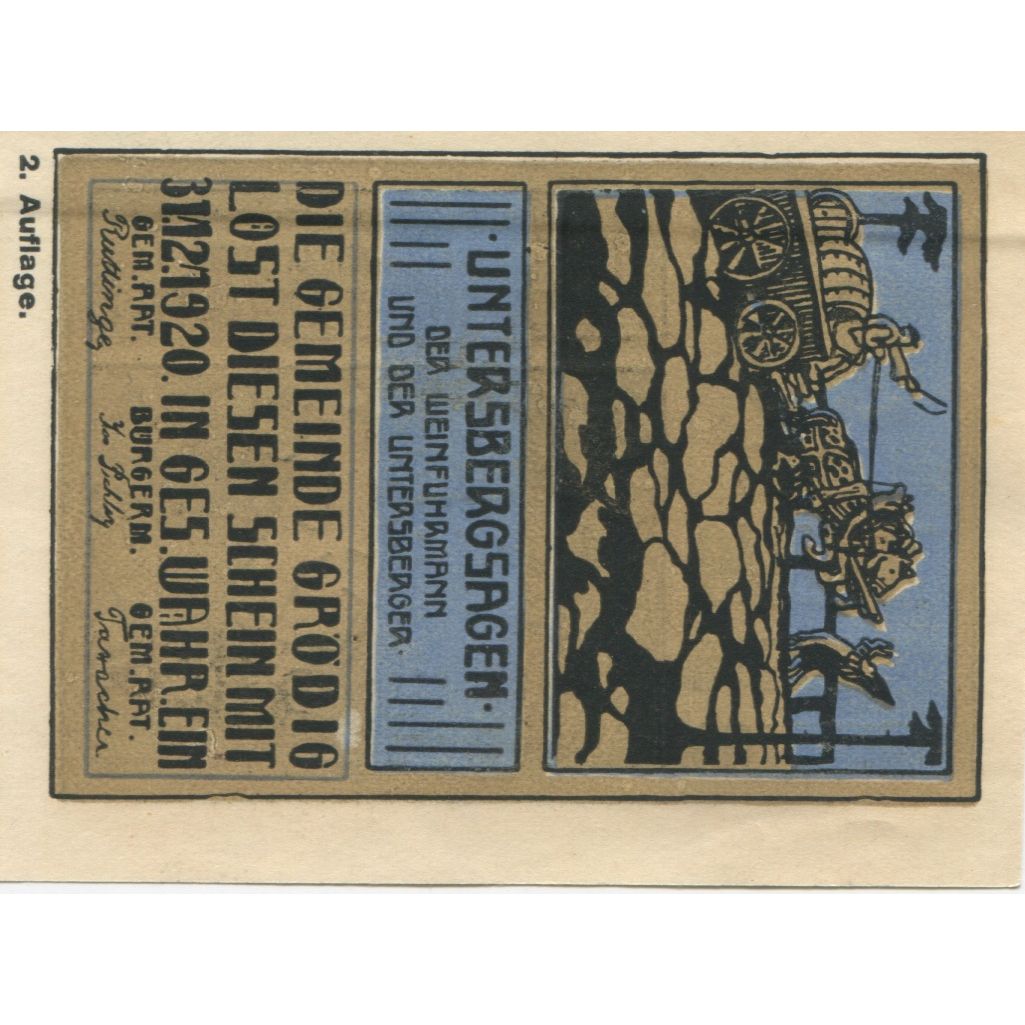 Banknote, Austria, Grödig, 60 Heller, armée, 1920 UNC(63) Mehl:FS 290c