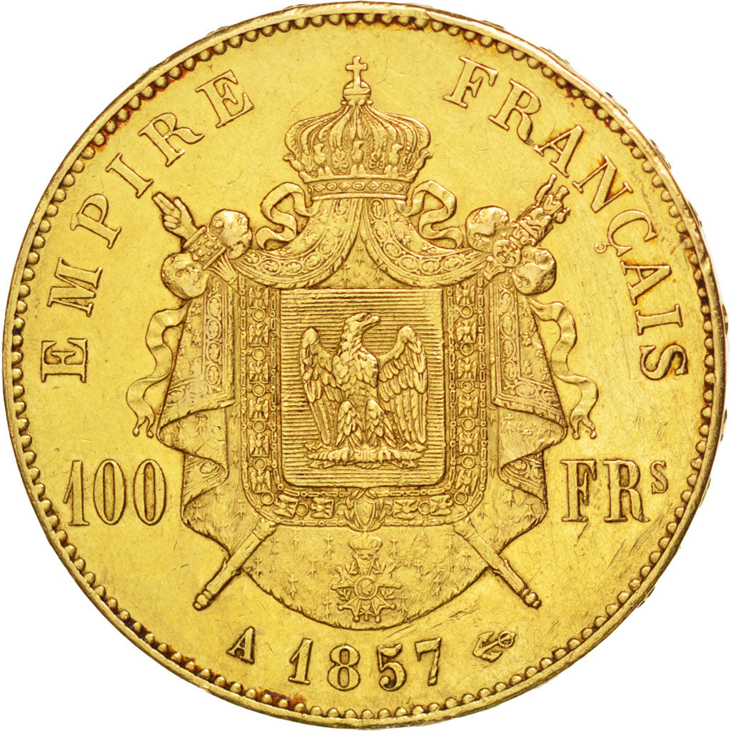 FRANCE, Napoléon III, 100 Francs, 1857, Paris, KM #786.1, EF(40-45), Gold, G...