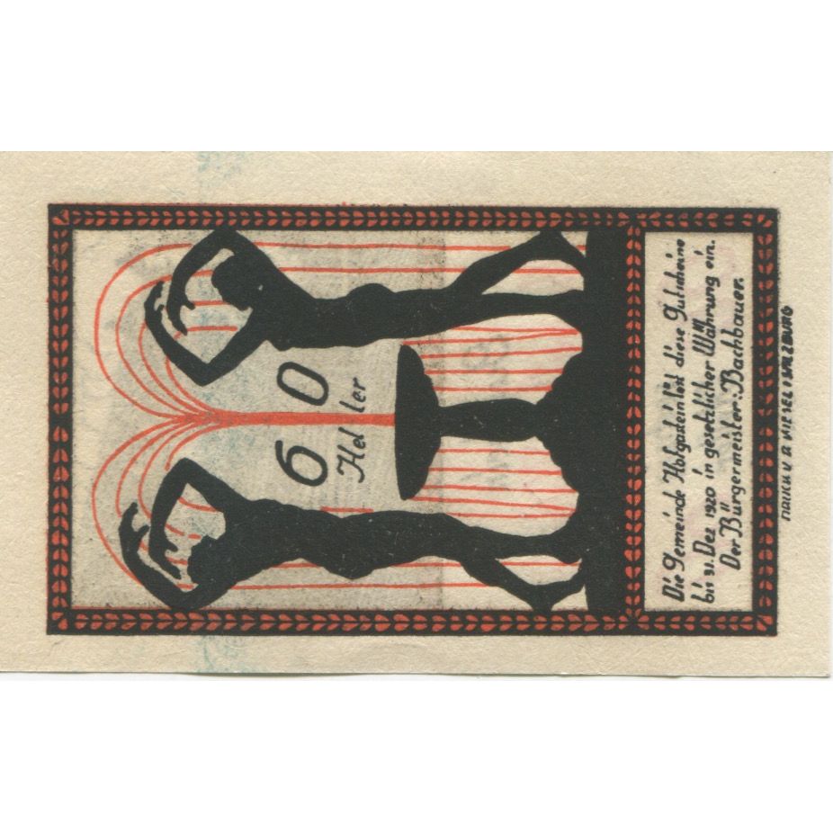 Banknote, Austria, Bad hofgastein, 60 Heller, château 1920 UNC(63) Mehl:FS 384Ic