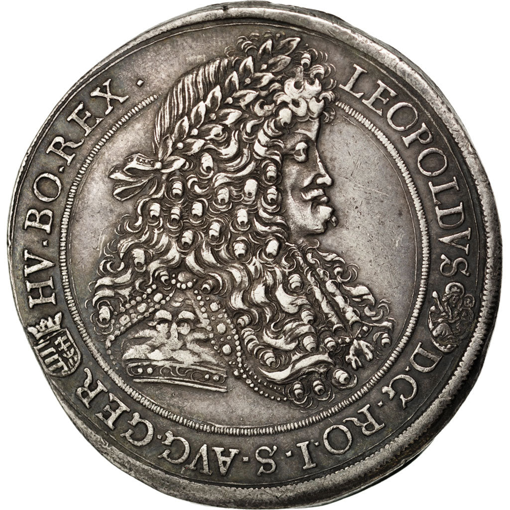 HUNGARY, Thaler, 1692, Kremnitz, KM #214.3, AU(50-53), Silver, 28.58