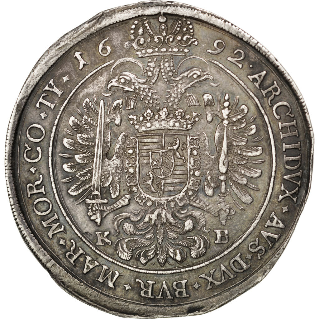 HUNGARY, Thaler, 1692, Kremnitz, KM #214.3, AU(50-53), Silver, 28.58