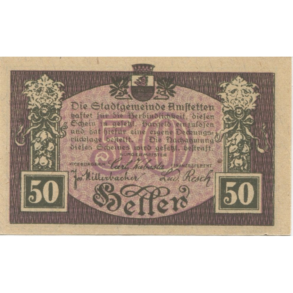 Banknote, Austria, Amstetten, 50 Heller, rue 1920-12-31, UNC(63), Mehl:FS 37II