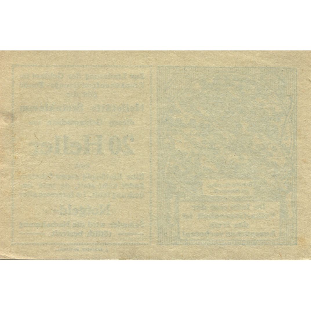 Banknote, Austria, Steinklamm, 20 Heller, carte, 1920, UNC(63), Mehl:FS 1031