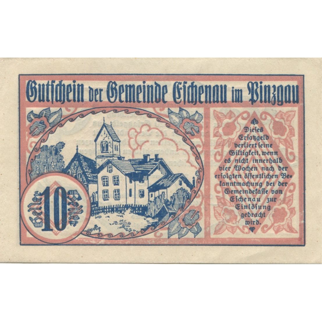 Banknote, Austria, Eschenau, 10 Heller, Maison, 1920, UNC(63), Mehl:FS 188b