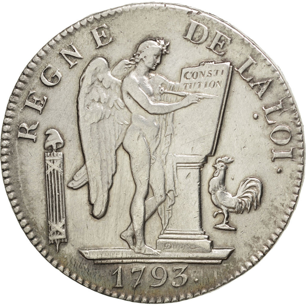 Coin, France, Écu de 6 livres françoise, 6 Livres, 1793, Paris, AU(50-53)