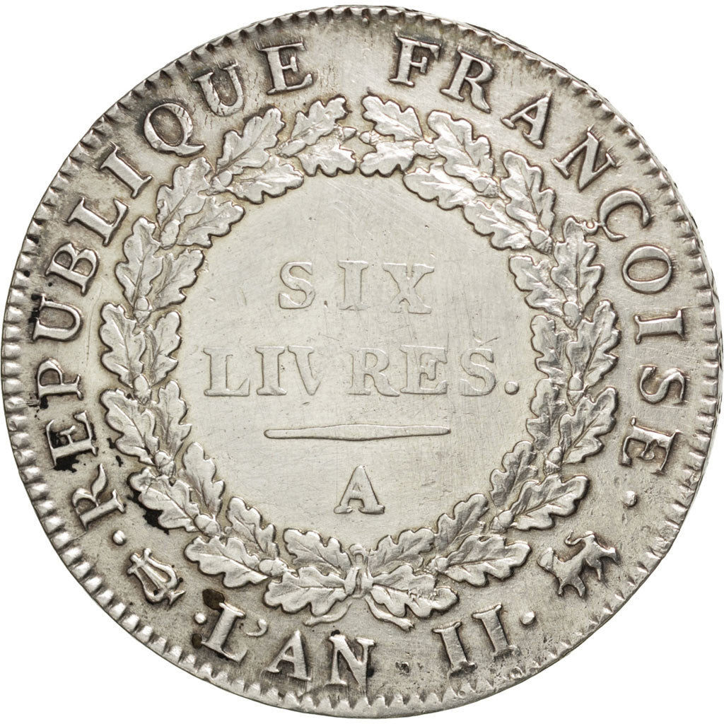 Coin, France, Écu de 6 livres françoise, 6 Livres, 1793, Paris, AU(50-53)