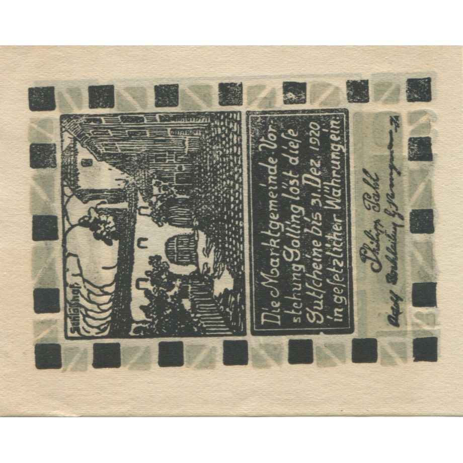 Banknote, Austria, Golling, 30 Heller, village, 1920 UNC(63) Mehl:FS 249