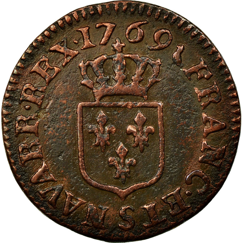 Coin, France, Louis XV, Liard à la vieille tête, Liard, 1769, Reims