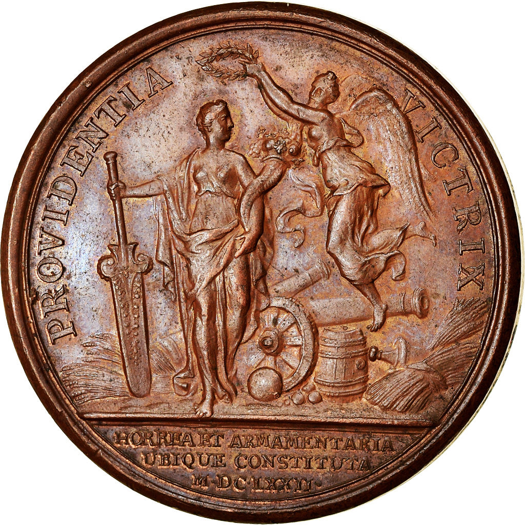 France, Médaille, Louis XIV, Les Magasins de Guerre, 1672, Mauger, SUP, Cuivre