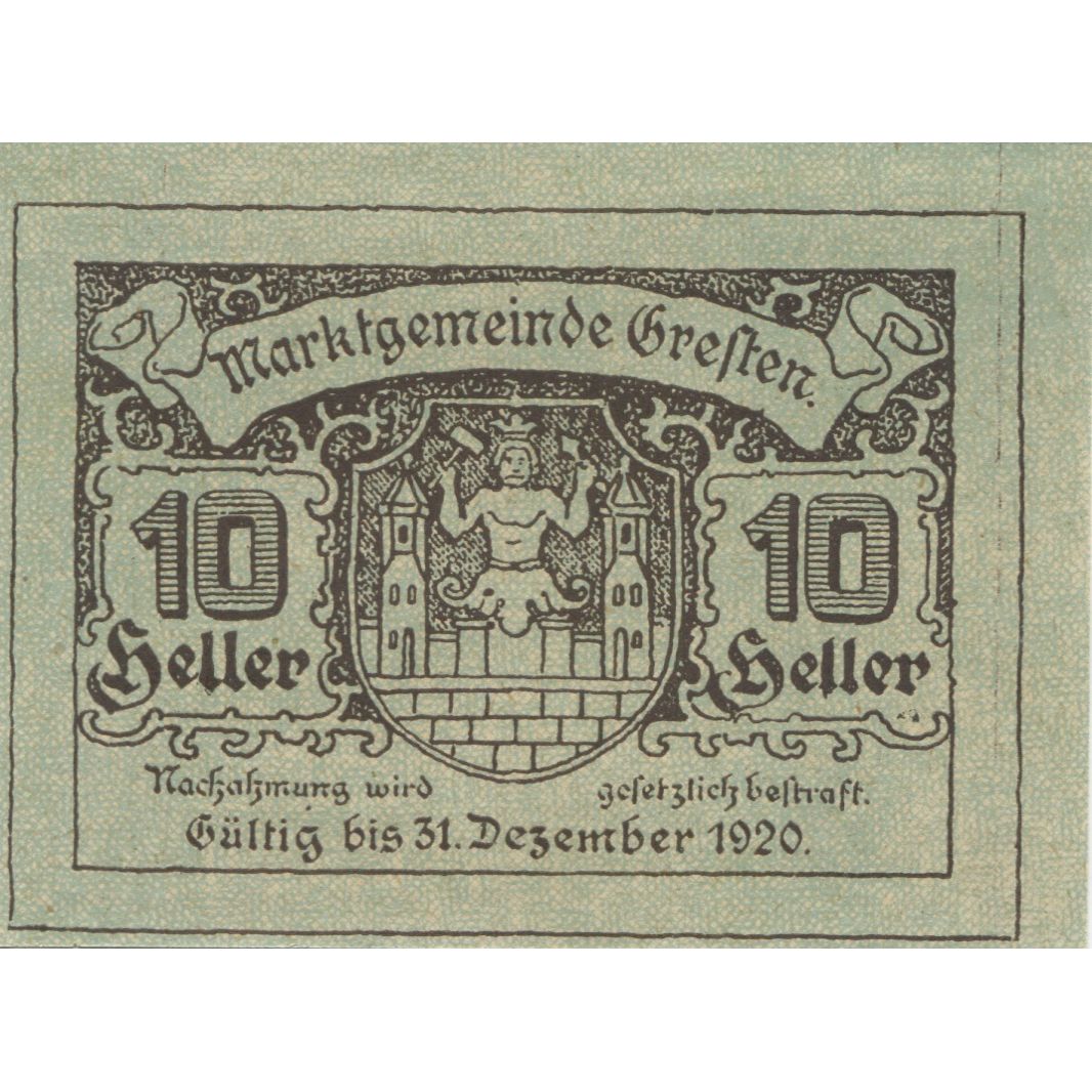 Banknote, Austria, Gresten, 10 Heller, Eglise, 1920 UNC(63) Mehl:FS 278Ib