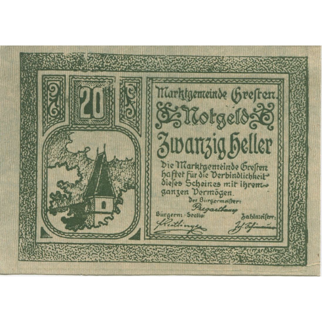 Banknote, Austria, Gresten, 20 Heller, Blason 1920-12-31, UNC(63) Mehl:FS 278Ib