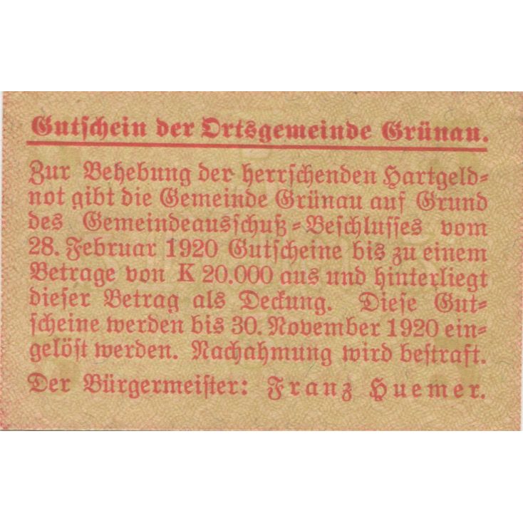 Banknote, Austria, Grünau, 5 Heller, chalet 1920-11-30, UNC(63), Mehl:FS 300a